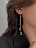 Oorbellen | Chain Leaf Dangle Tone Finish-motief | Goud