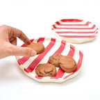 Serveerbord | Keramiek Rode Streep | Set van 2, 5 inch