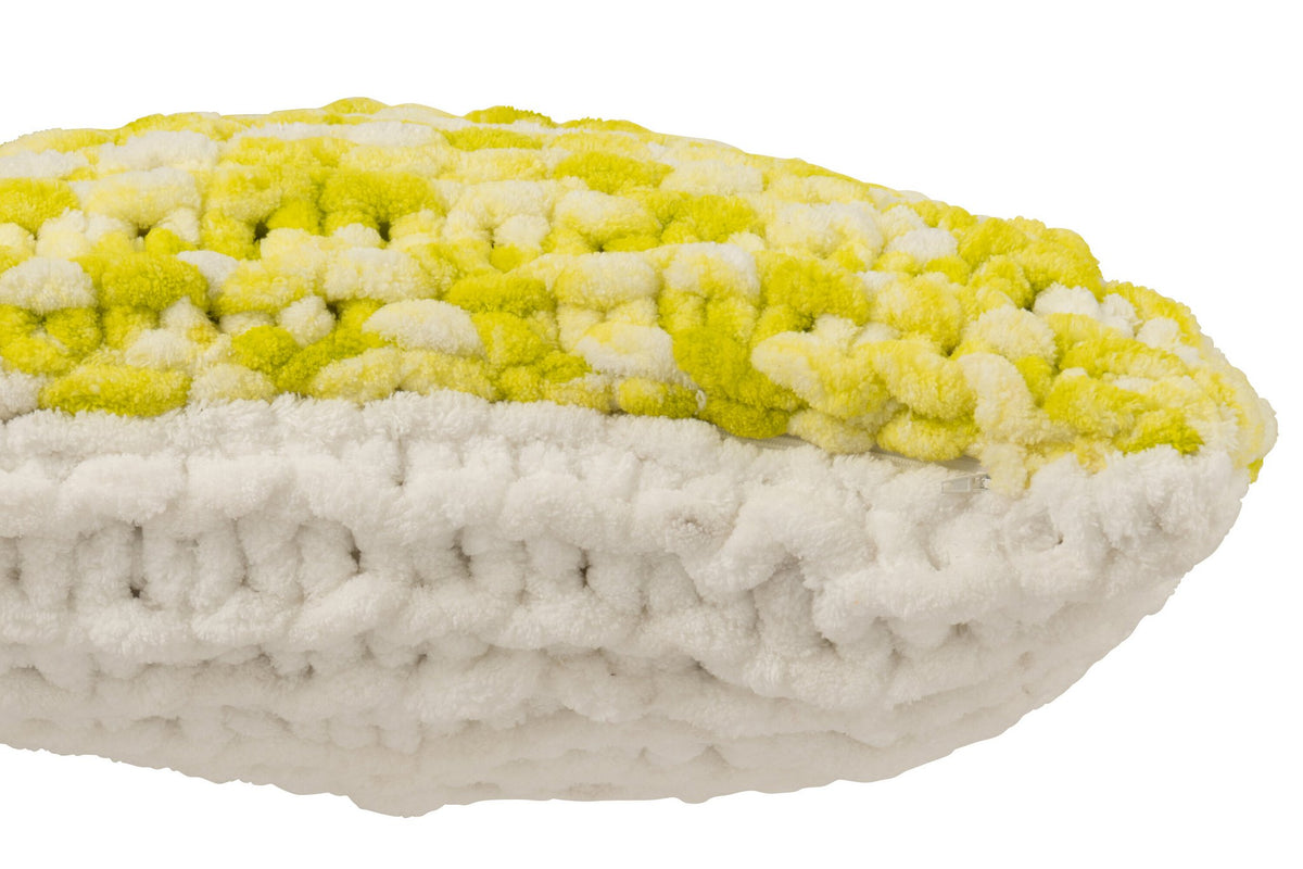 J-Line kussen Gebreid - polyresin - wit/groen