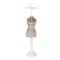 Sieraden Standaard Beige Wit, Hout en IJzer 12x12x39 cm
