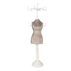 Sieraden Standaard Beige Wit, Hout en IJzer 12x12x39 cm