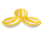 J-Line serveerschaal Granada Stripes Clover - keramiek - wit/geel