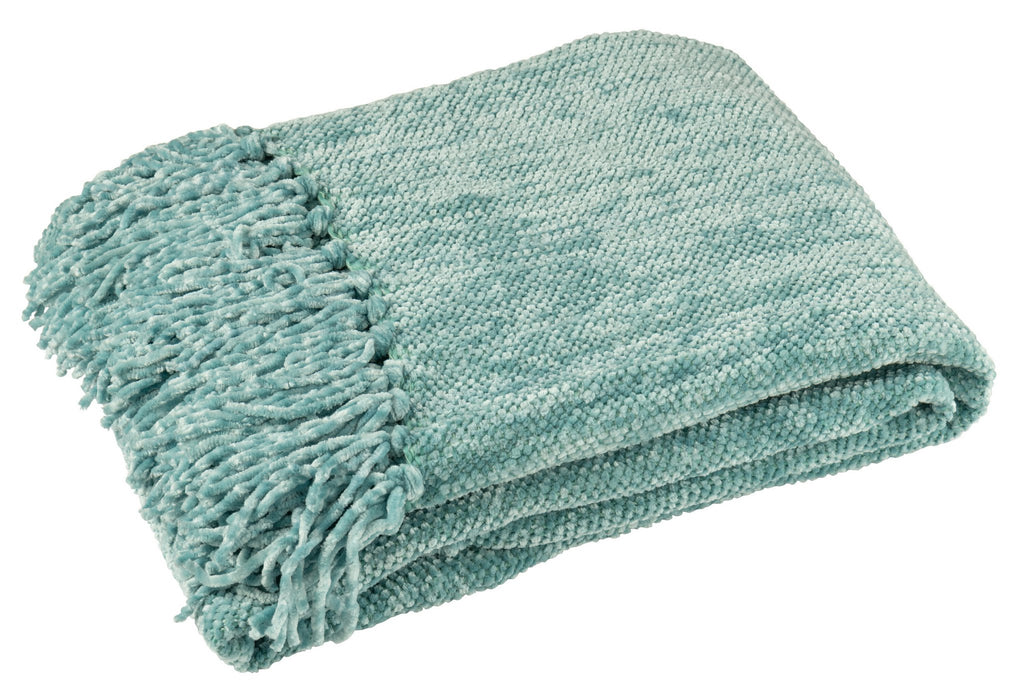 J-Line deken Chenille - polyester - turkoois