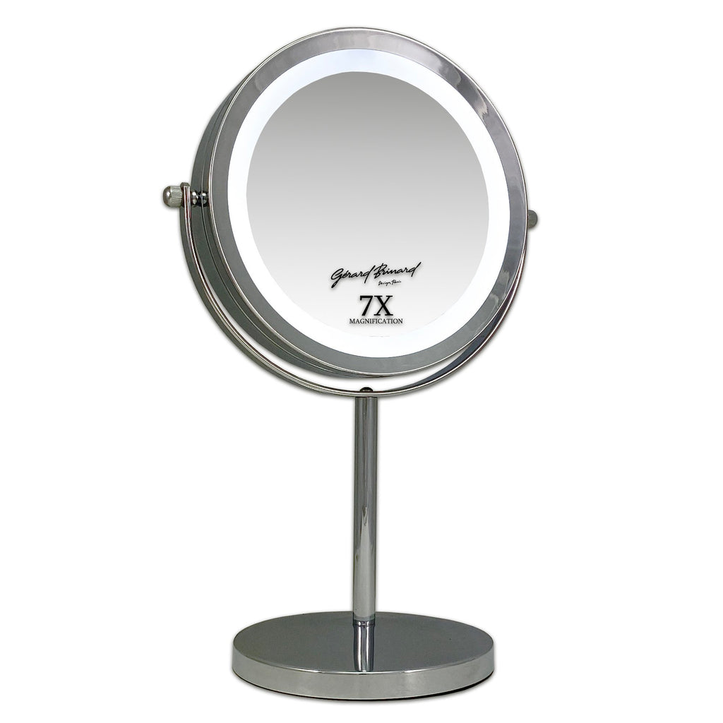 Metalen make-up LED spiegel dubbelzijdig 17,5CMØ 7x vergroting