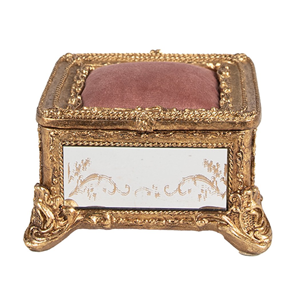 Sieradendoos Goudkleurig, Polyresin 12x12x7 cm