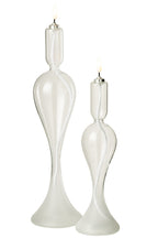 J-Line kaars - glas - transparant - L - LED lichtjes
