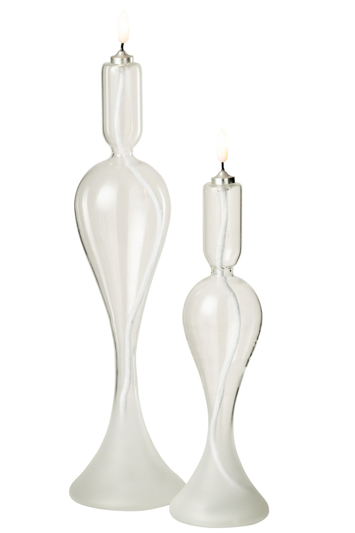 J-Line kaars - glas - transparant - L - LED lichtjes