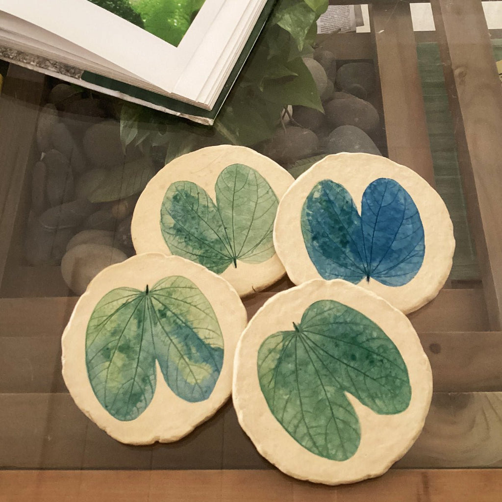 Onderzetters van papier-maché-Kachnar-blad