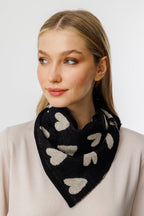 Harten vierkant foulard zwart-beige