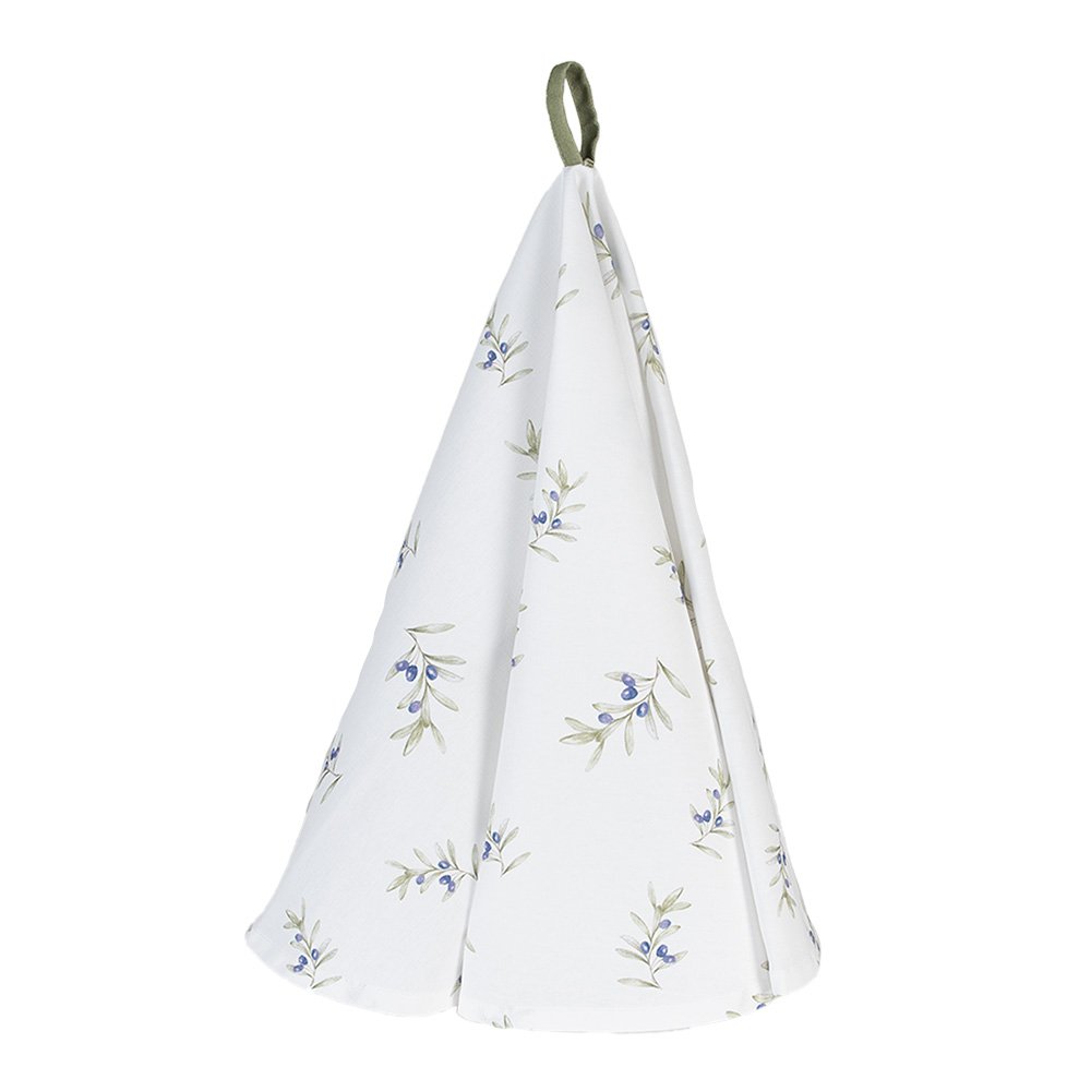 Theedoek Ø 80 cm Wit Katoen Olijven