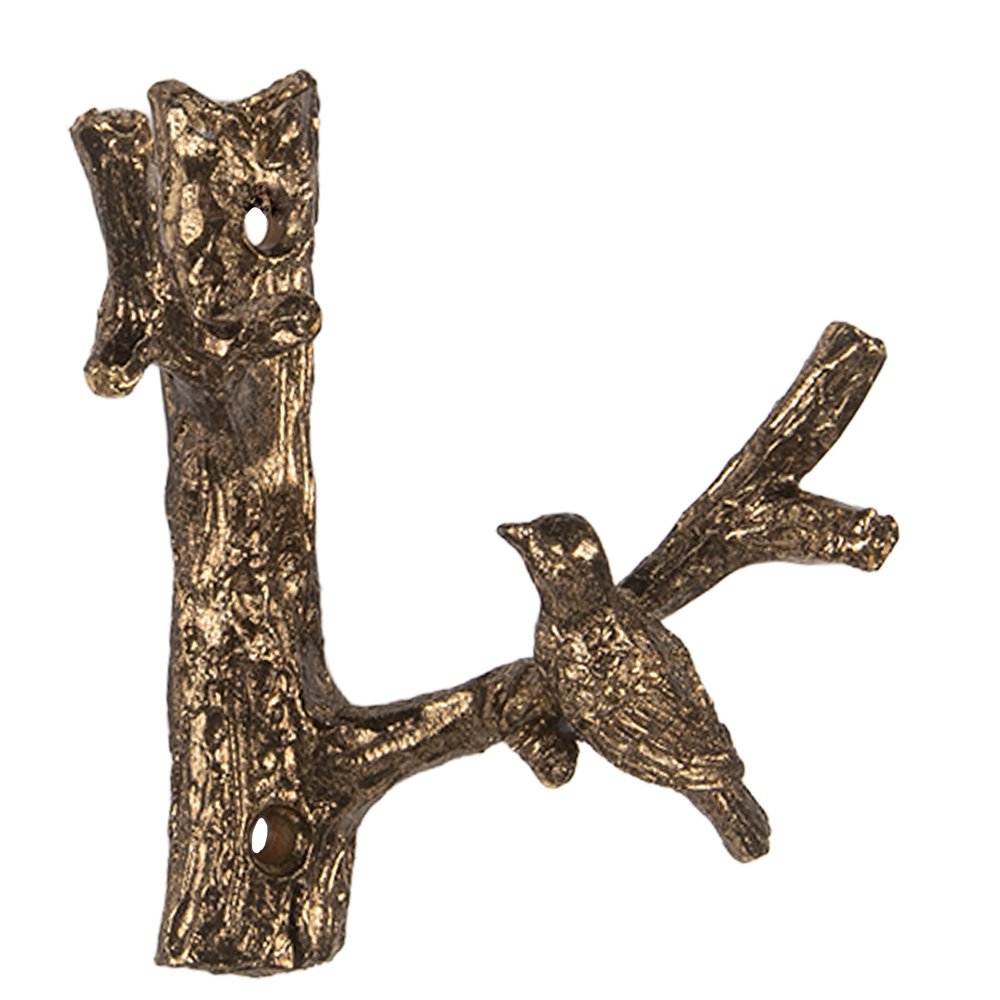 Wandhaak Vogel 9x4x9 cm Goudkleurig Metaal
