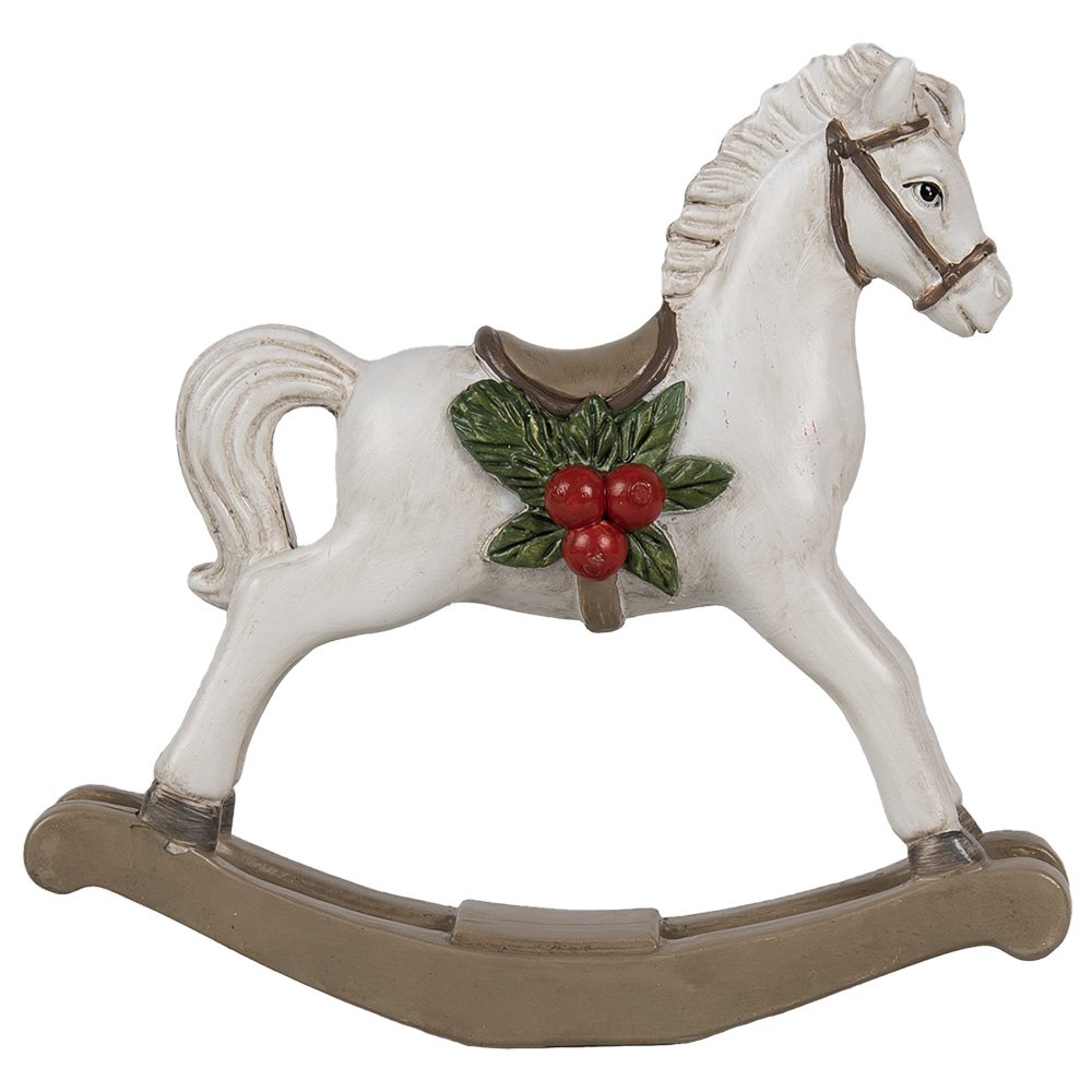 Decoratie Beeld Hobbelpaard 16 cm Wit Polyresin