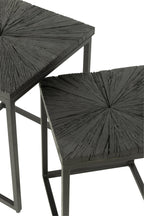 J-Line bijzettafel Shanil - hout/ijzer - zwart - set van 2