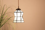 Hanglamp Tiffany Ø 15x115 cm wit Bruin Glas Hanglamp Eettafel