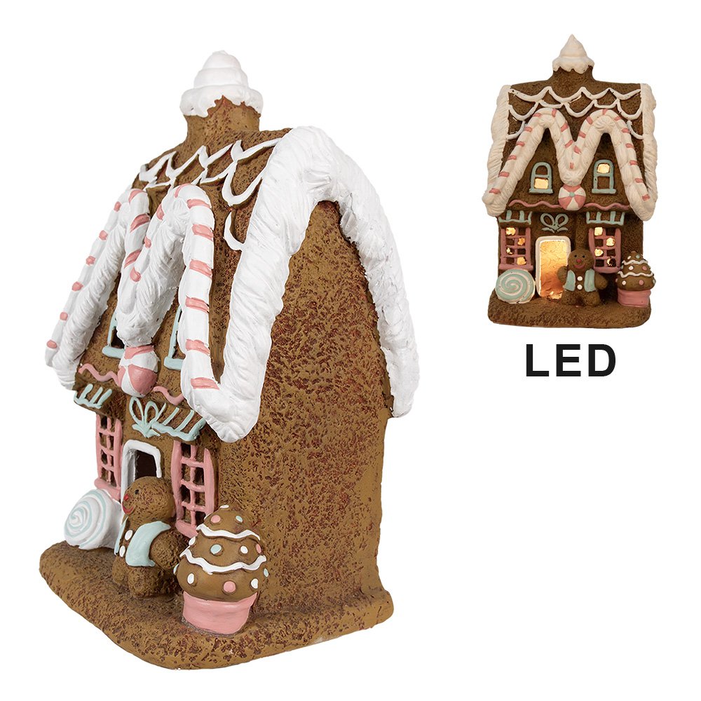 Gingerbread house met LED 39 cm Bruin Magnesium (MGO) Peperkoekhuisje