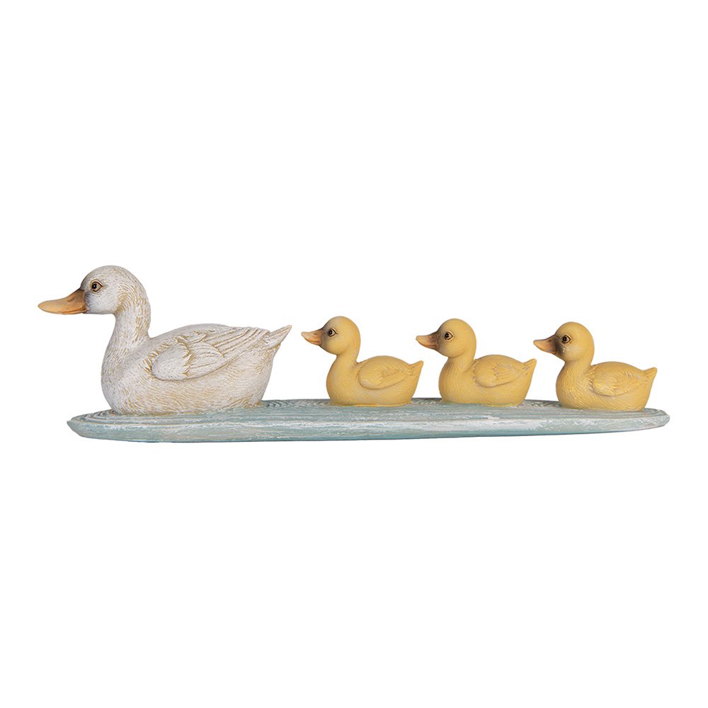 Decoratie Beeld Eend 26x6x7 cm Wit Geel Kunststof