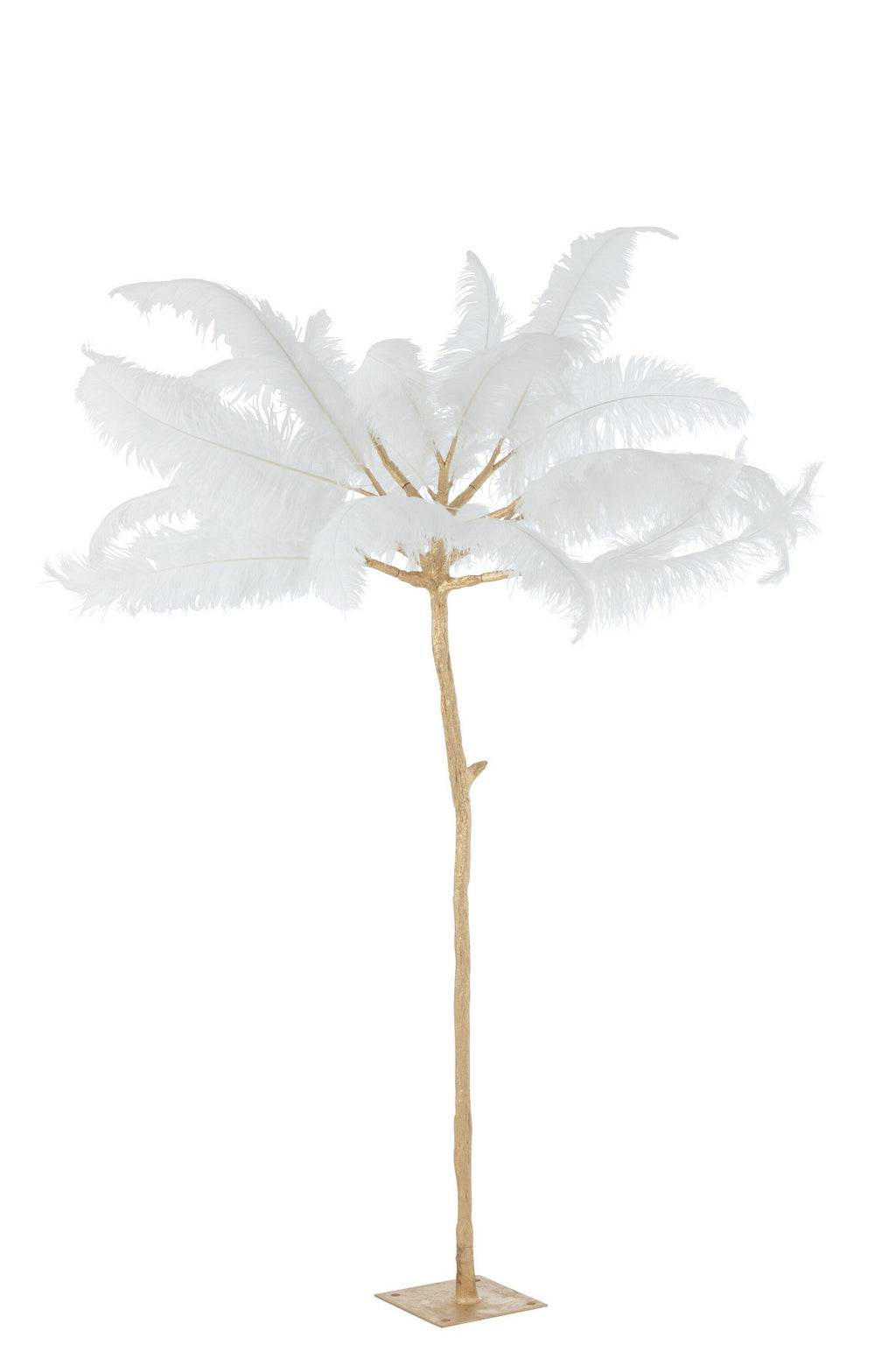 J-Line boom Pluimen - staal - goud/wit - large