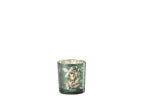J-Line windlicht Blaadjes - glas - groen/goud - small