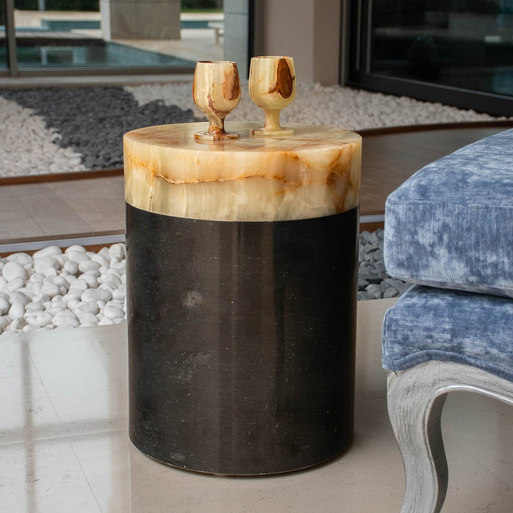 Salontafel Zwart Marmer en lichtgroene onyx