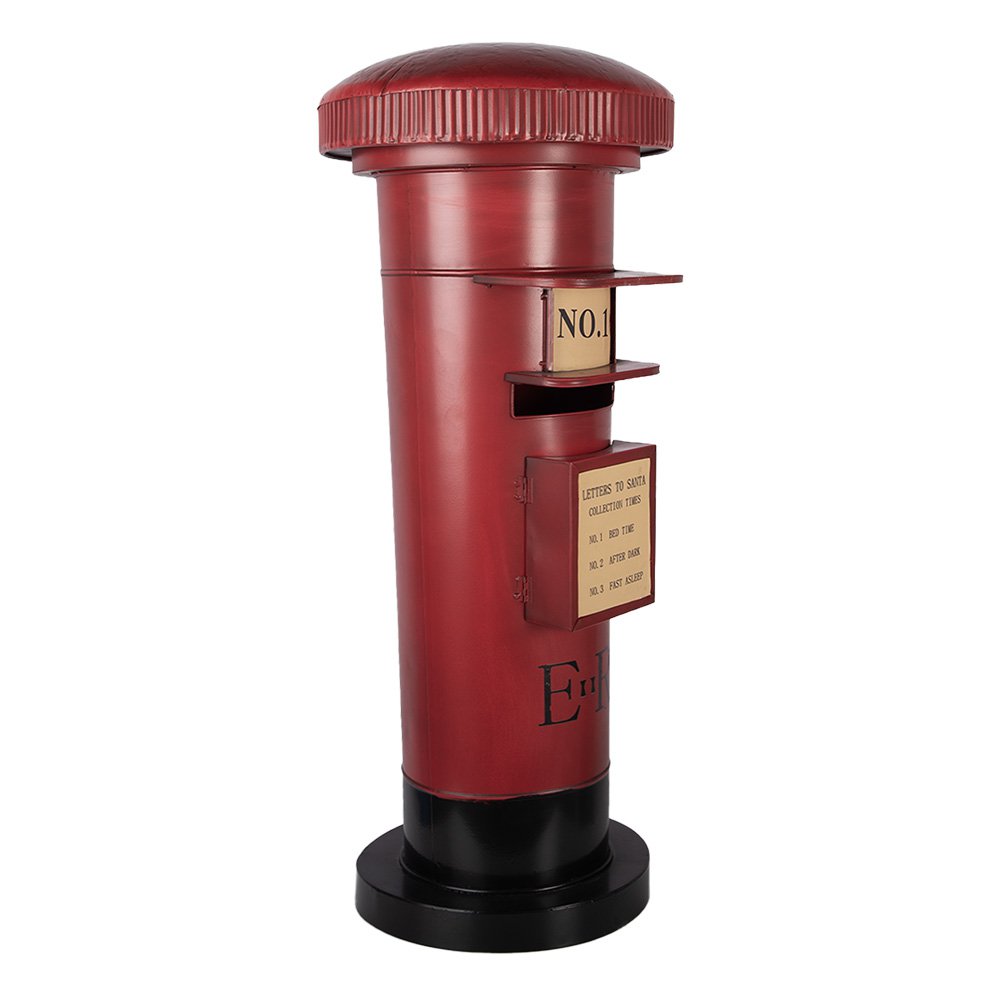 Kerstdecoratie Beeld Brievenbus Ø 36x86 cm Rood Metaal