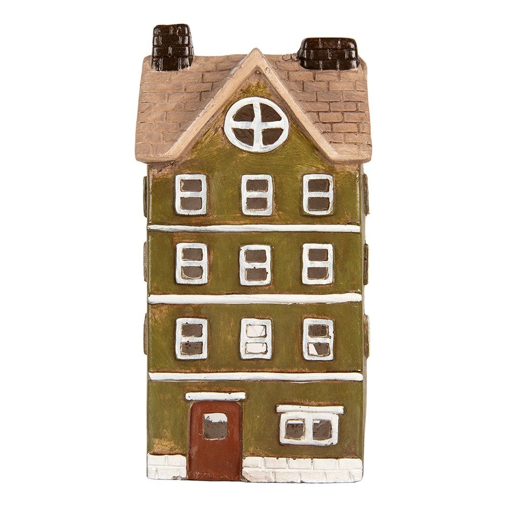 Waxinelichthouder Huis 20x17x39 cm Groen Keramiek