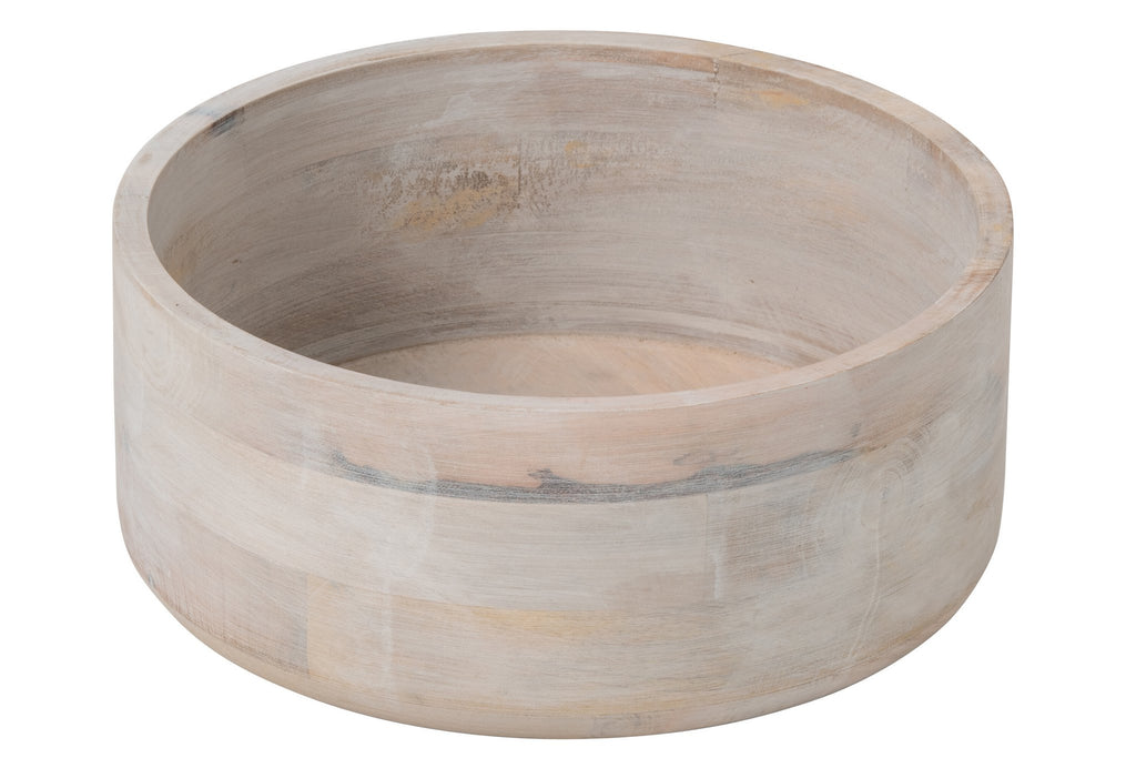J-Line schaal Rond - hout - wit - large