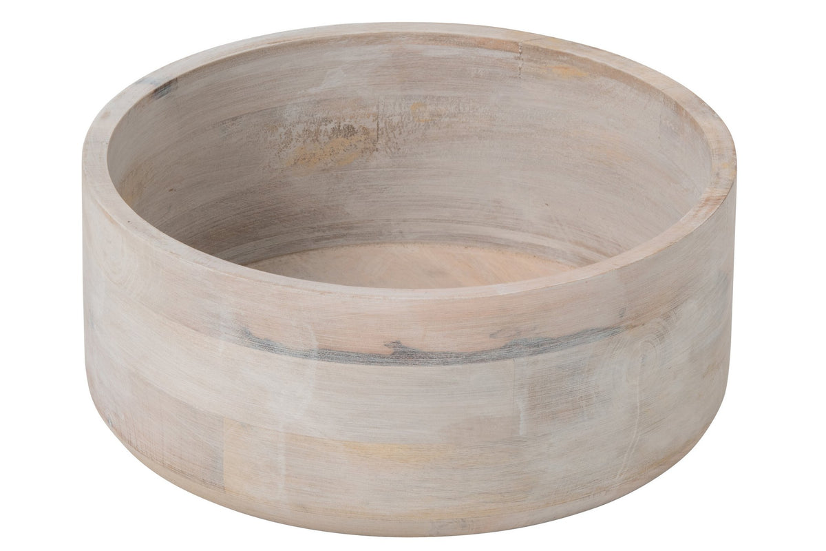 J-Line schaal Rond - hout - wit - large
