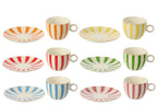 J-Line kopje + schoteltje - porselein - mix - L - set van 6