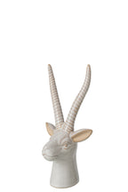 J-Line decoratie Hert Hoofd - porselein - ecru - small
