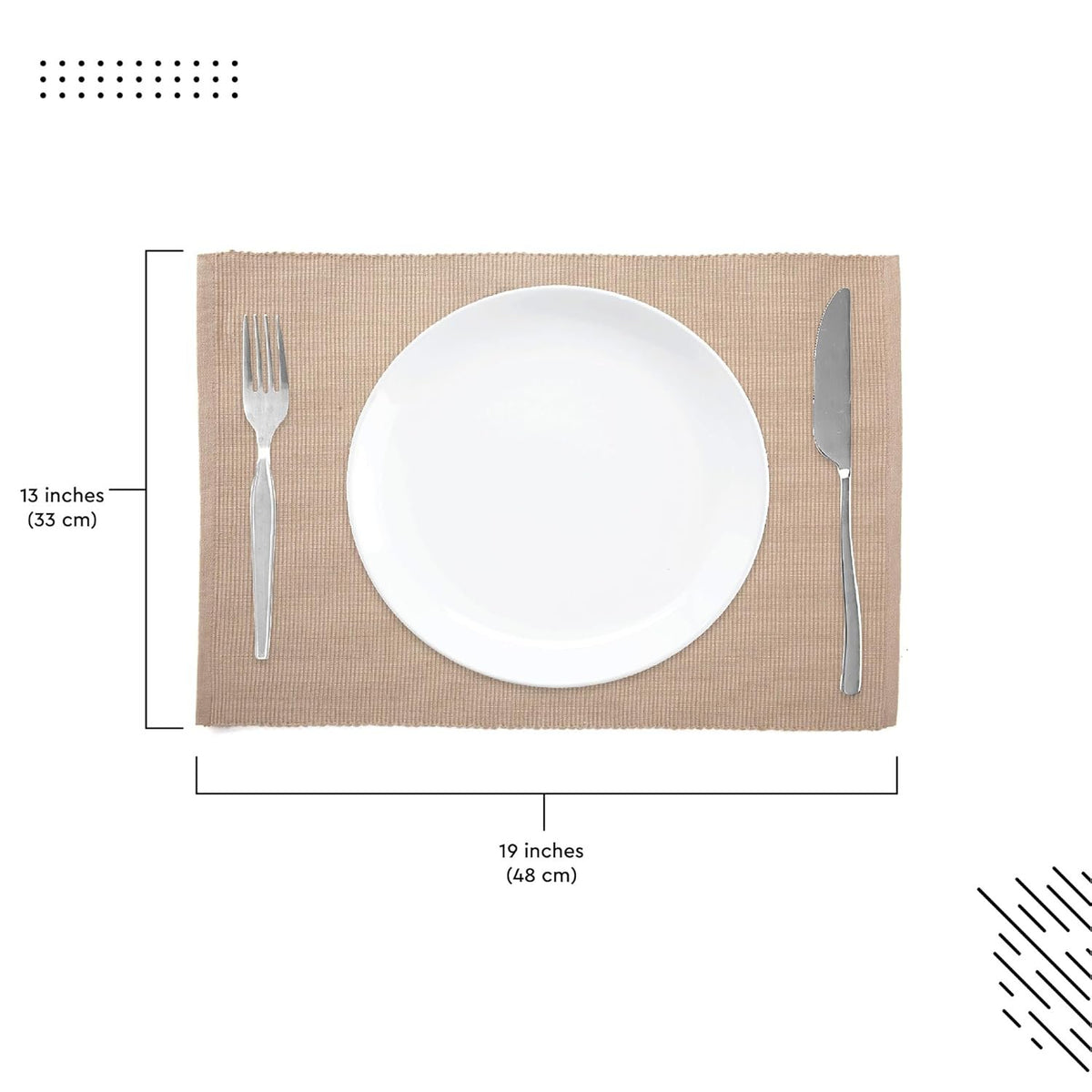 Eettafelmatten – Hittebestendig geribbeld katoen – Set van 6 (48x32 cm)