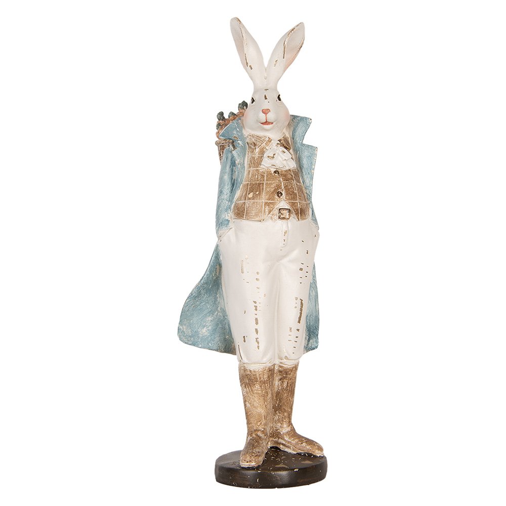 Decoratie Beeld Konijn 38 cm Wit Blauw Kunststof