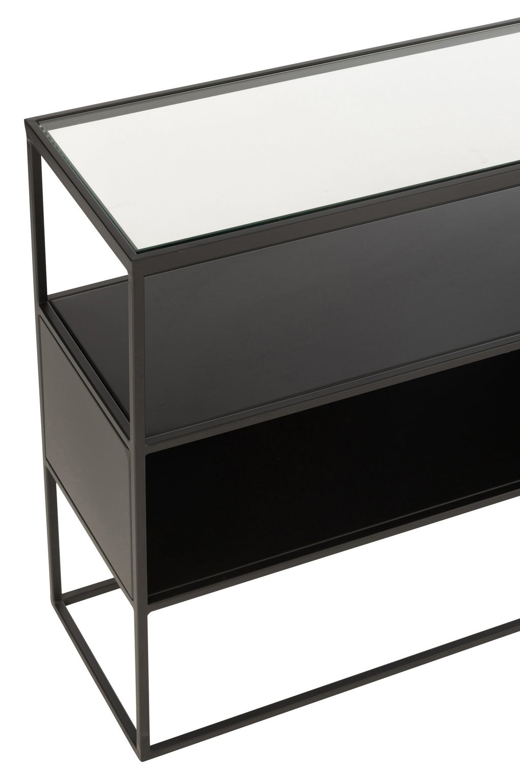 J-Line Console Vierkant Metaal/Glas Zwart