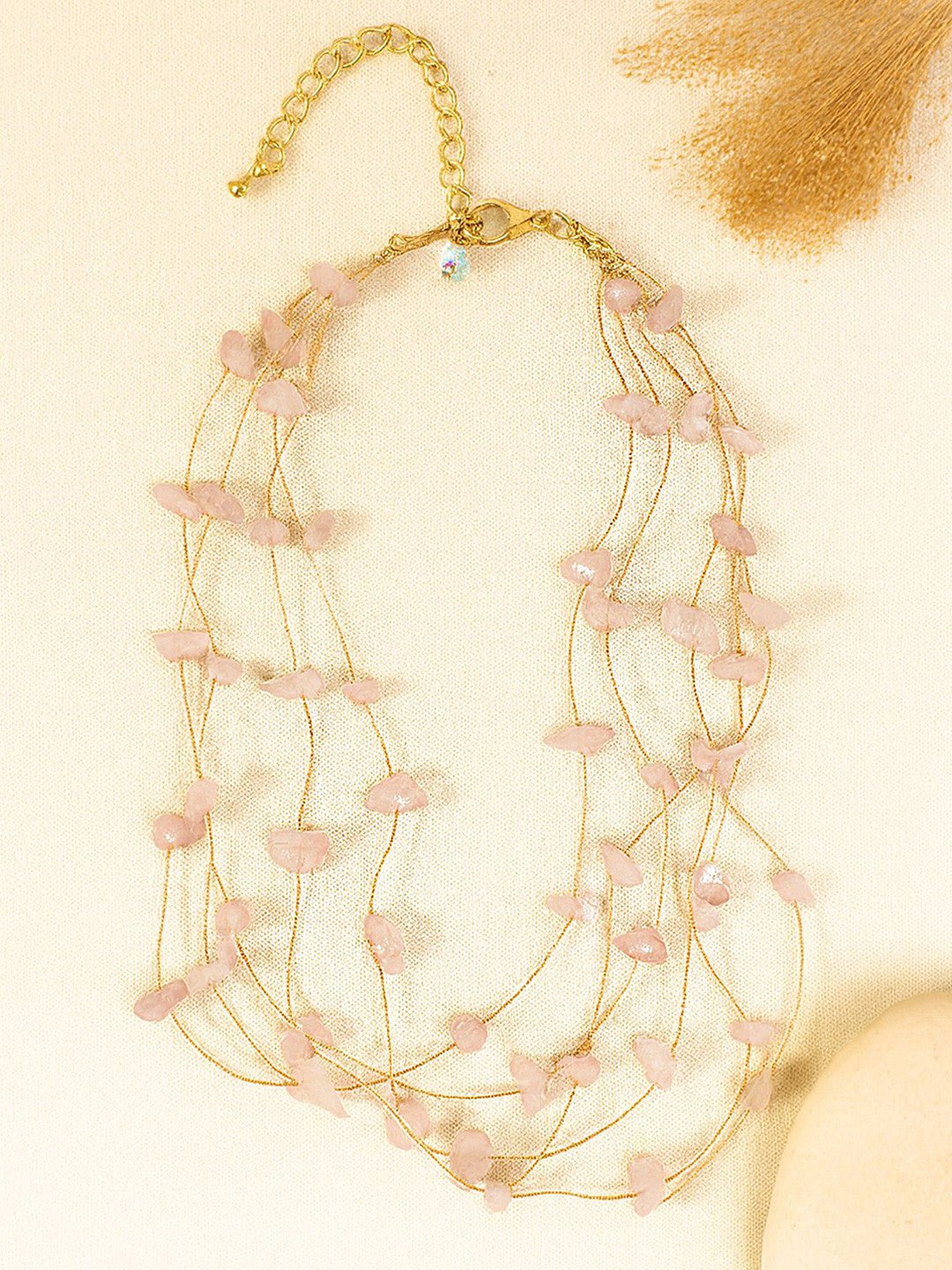 Vergulde gelaagde parelketting – mode-sieraden met kralen – legering en parel – 40 cm lengte