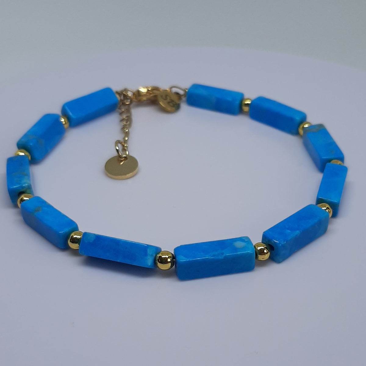 Armband edelsteen Rechtek roestvrij staal verguld