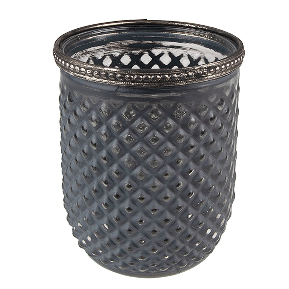 Theelichthouder Ø 9x11 cm Grijs Glas Waxinelichthouder