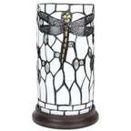 Tiffany Tafellamp Ø 15x26 cm Wit Grijs Glas Libelle Tiffany Bureaulamp