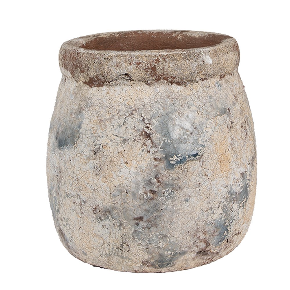 Bloempot Ø 14x14 cm Beige Blauw Terracotta
