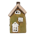 Waxinelichthouder Huis 9x7x15 cm Groen Keramiek