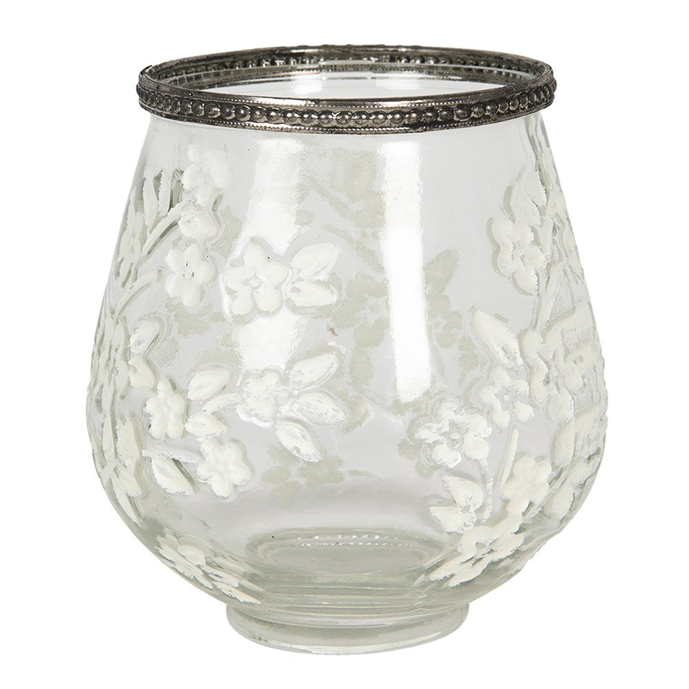 Theelichthouder Ø 12x13 cm Glas Bloemen Waxinelichthouder