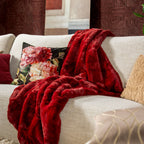 Dutch Decor Zinzi - Plaid 140x180 cm - Imitatiebont look - Unikleur - Merlot - Rood