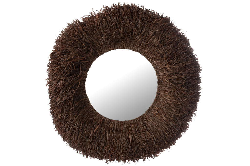 J-Line spiegel Rond Sisal - riet - bruin