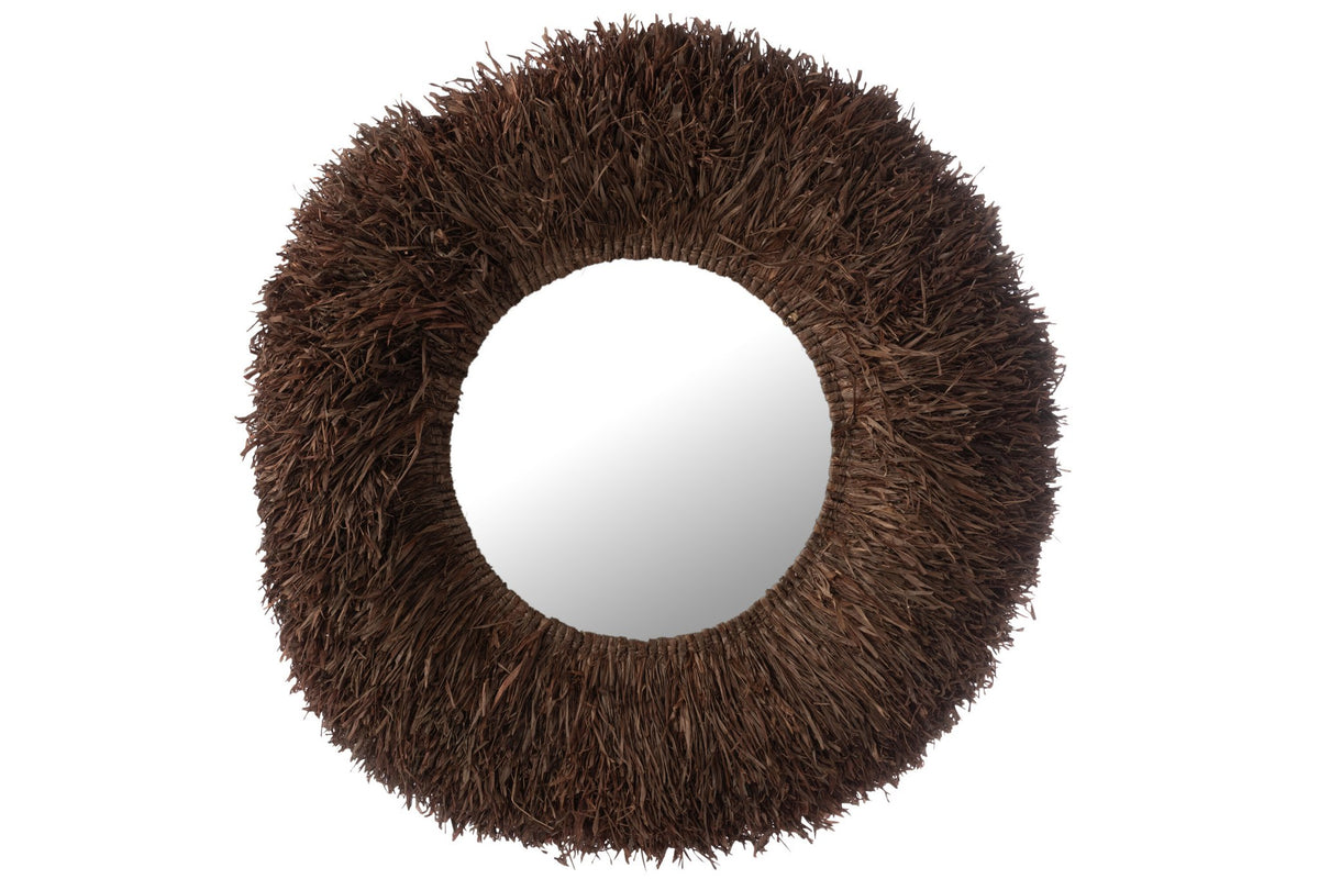 J-Line spiegel Rond Sisal - riet - bruin