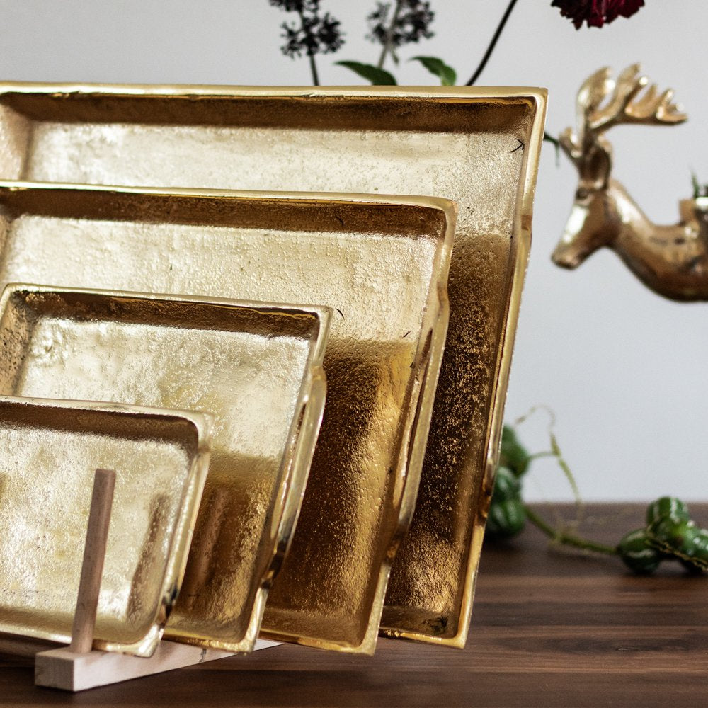 Dienblad rechthoek champagne goud 21cm
