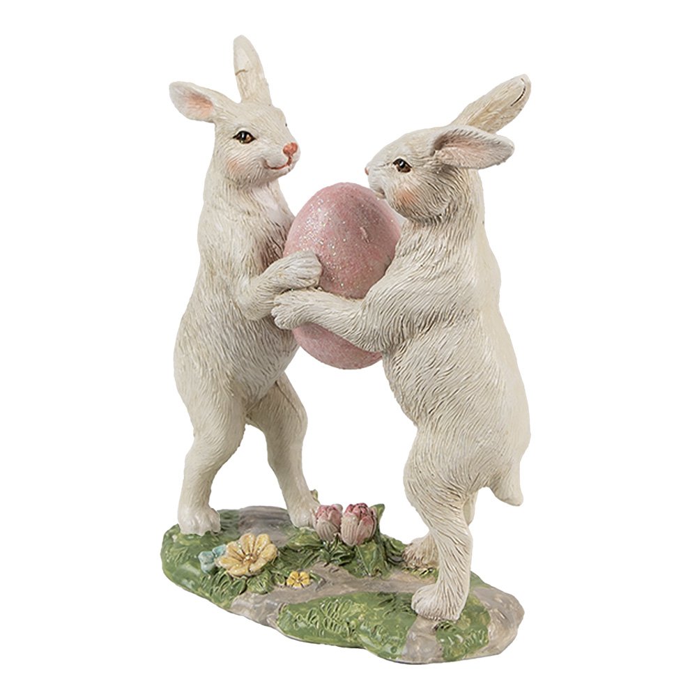 Decoratie Beeld Konijnen 11x5x13 cm Beige Kunststof