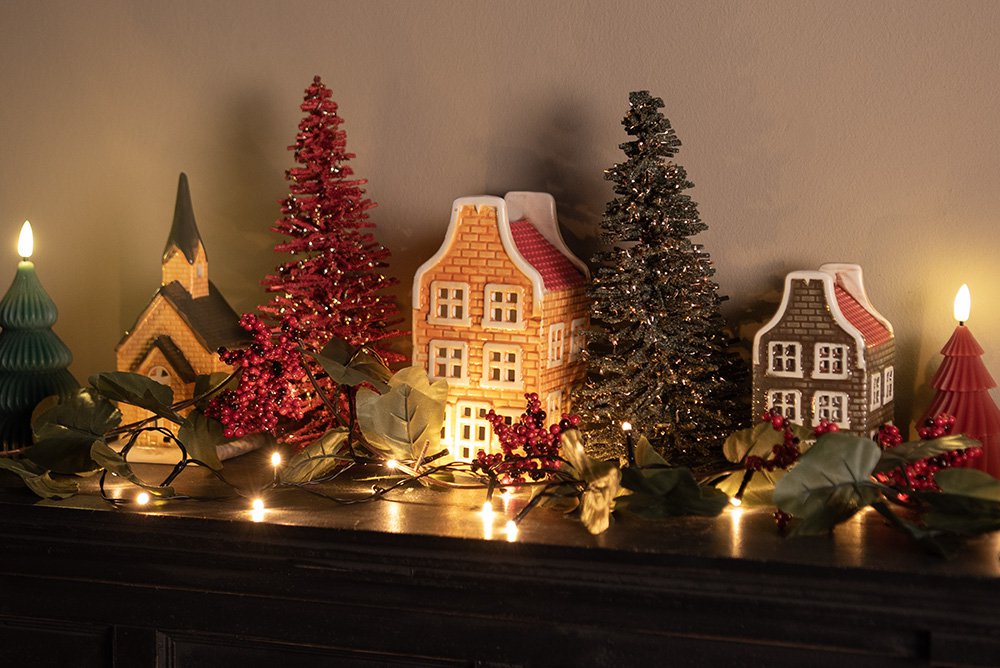 Kerstdecoratie Beeld Kerstboom Ø 14x25 cm Groen Hout