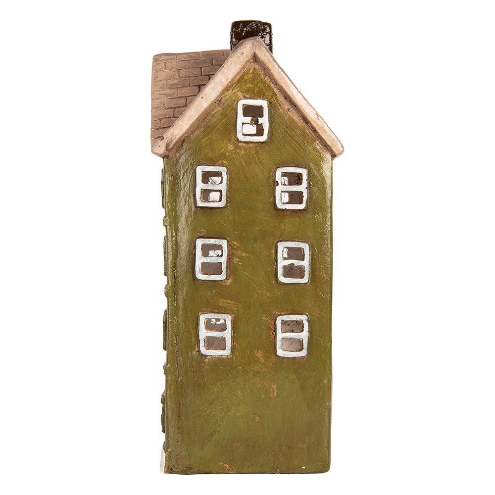 Waxinelichthouder Huis 20x17x39 cm Groen Keramiek