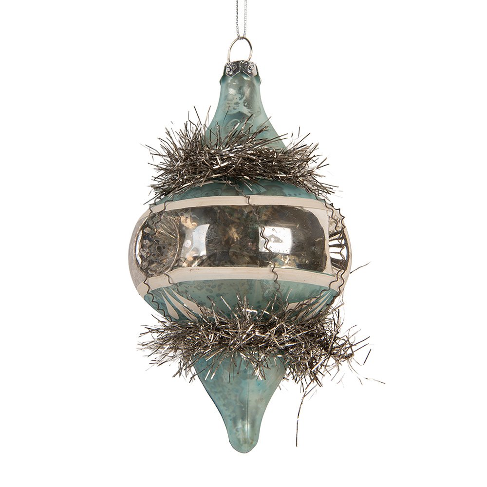 Kerstbal Ø 7x13 cm Blauw Glas