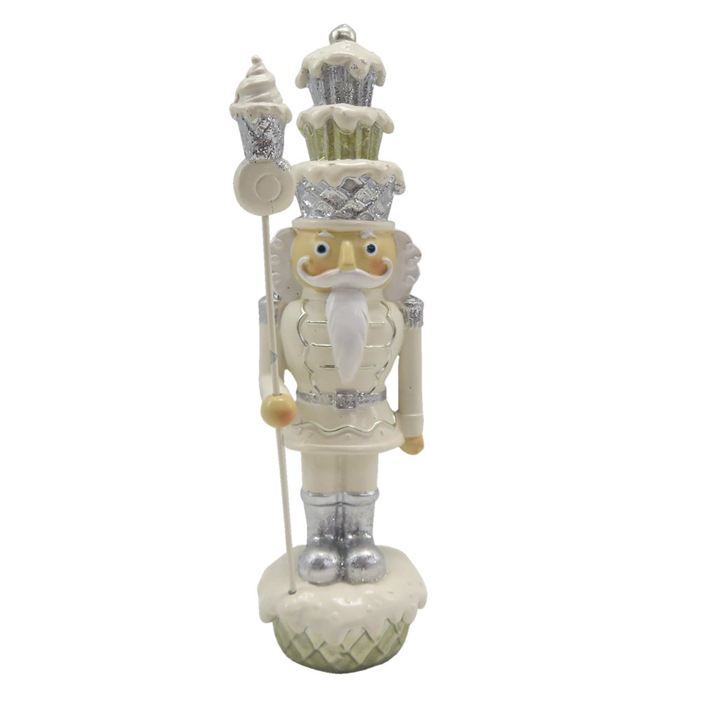 Beeld Notenkraker 16 cm Beige Zilverkleurig Kunststof Kerstdecoratie