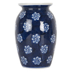Vaas Ø 10x15 cm Blauw Wit Keramiek Bloemen