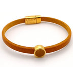 Leren armband met ronde emaille schuifregelaar